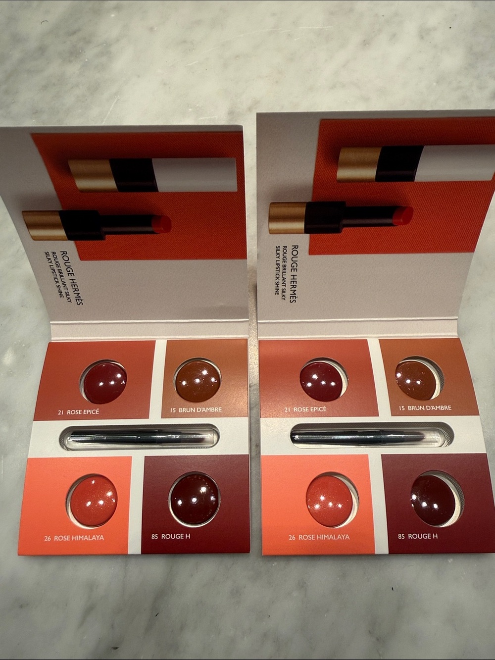 Hermes Rouge Brilliant Silky Lipstick Shine sample x 2